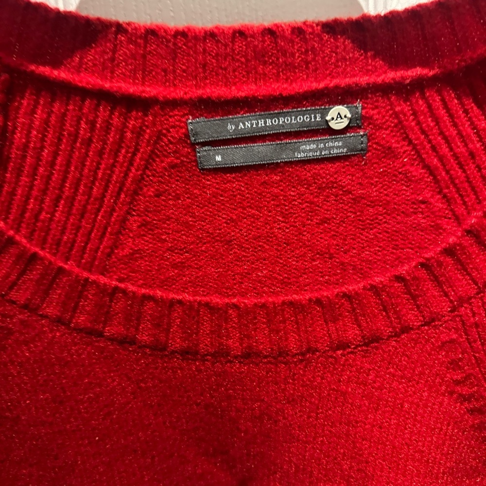 Anthropologie Rebekah Knit Pullover Curve Hem Tunic Sweater Red Size Medium NWT - Picture 5 of 9